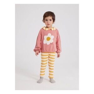 Bobo Choses Striped Ribbed Leggings in Orange